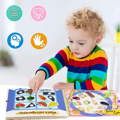 Βιβλίο Montessori με αυτοκόλλητα που μπορούν να επαναχρησιμοποιηθούν